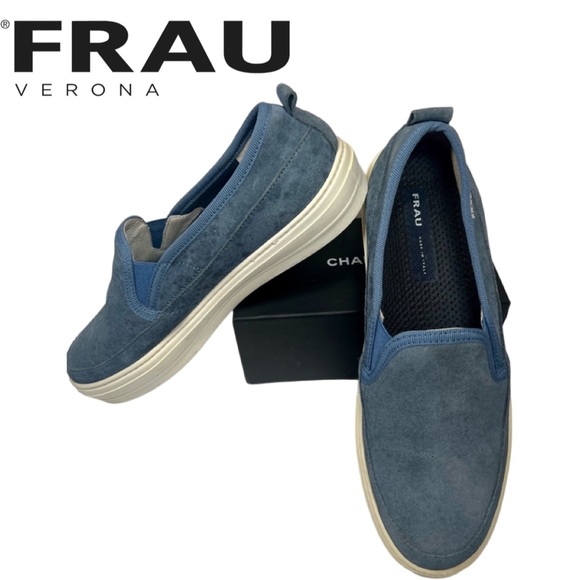 Frau Made in Italy Blue Suede Slide on Sneaker Size EU 38 and US 7.5. - Picture 1 of 6